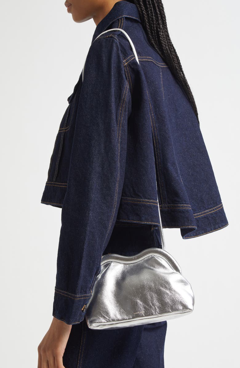 Mansur Gavriel Baci Leather Frame Shoulder Bag, Alternate, color, Silver