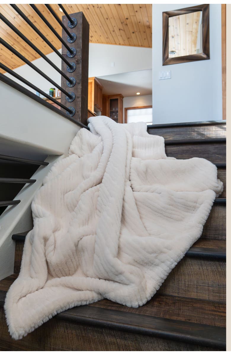 Sea To Me Blankets Malibu Meditation Faux Fur Throw Blanket, Alternate, color, Ivory