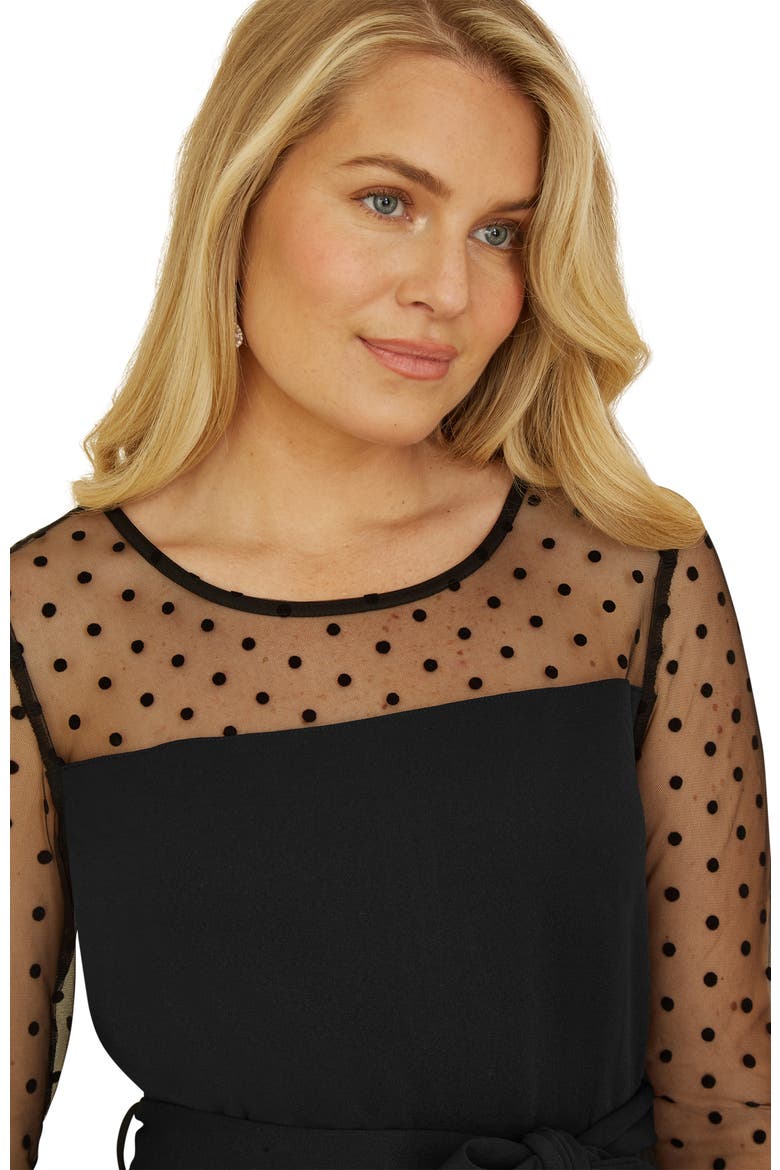 Black Spot Mesh Stretch Jumpsuit, Alternate, color, Black