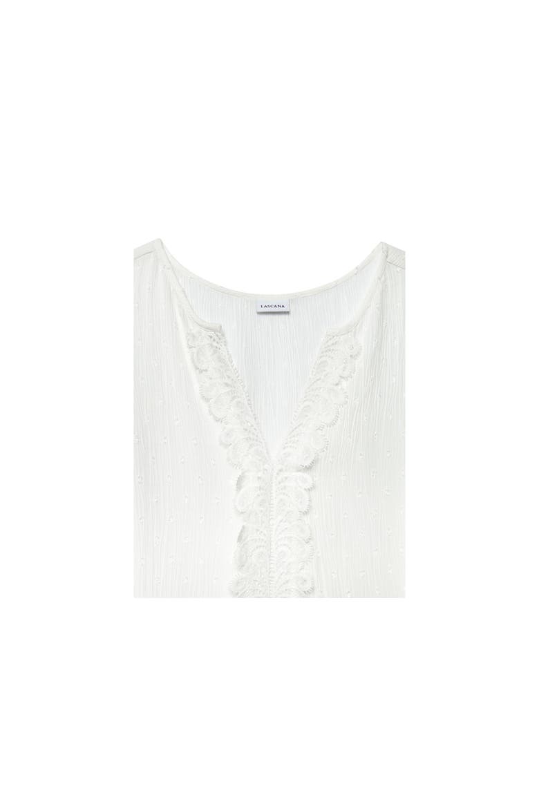 Lace Trim Sleeveless Blouse, Alternate, color, White