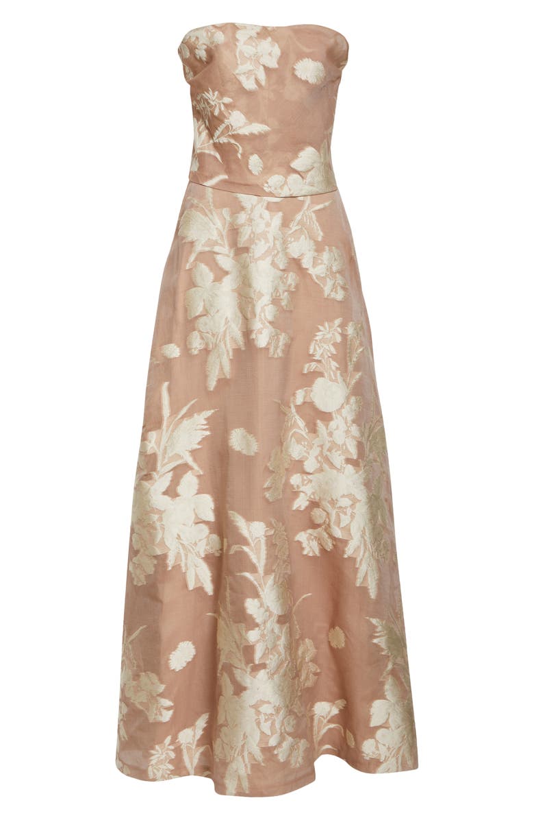 Lela Rose Deedie Floral Tapestry Off The Shoulder Jacquard Gown, Alternate, color, 