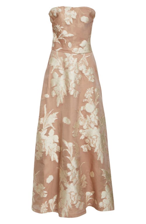 Lela Rose Deedie Floral Fil Coupe Off-the-shoulder Gown In Nude