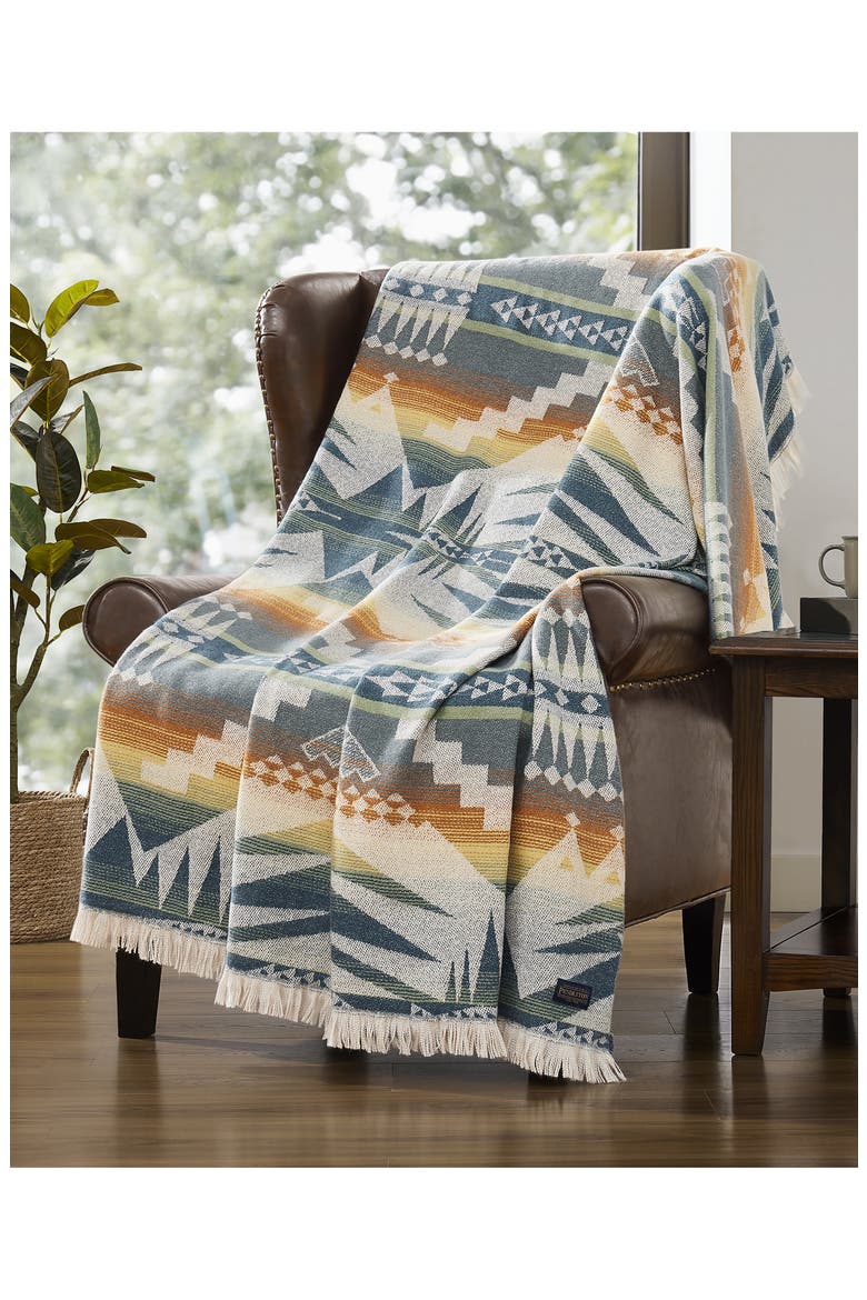 Mystic Lake Throw Blanket, Alternate, color, TEAL MULTI