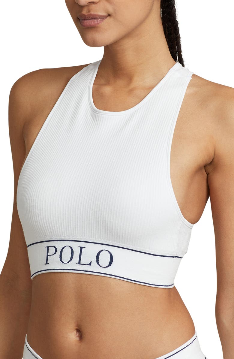 Polo Ralph Lauren Ribbed High Neck Bralette, Main, color,