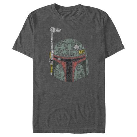 Men's Boba Fett Silhouette Helmet Fill Short Sleeve Graphic T-shirt