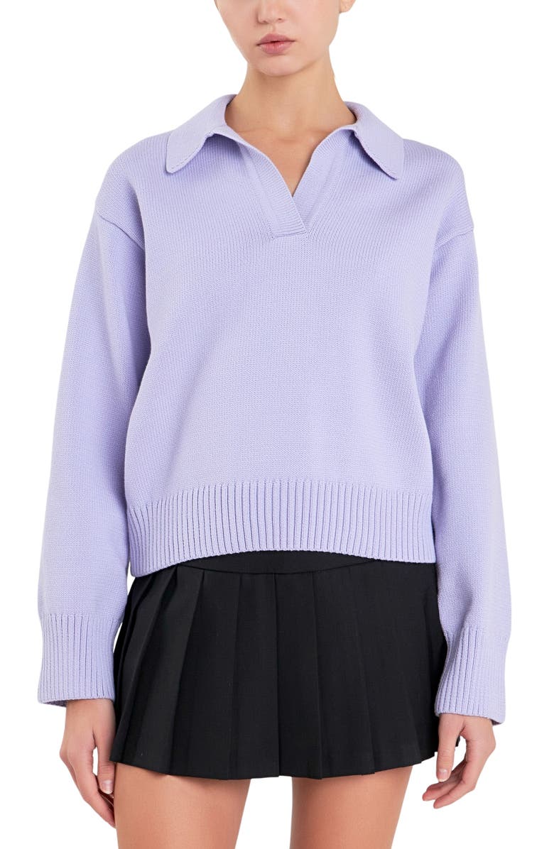 English Factory Rib Sweater, Alternate, color, Lilac