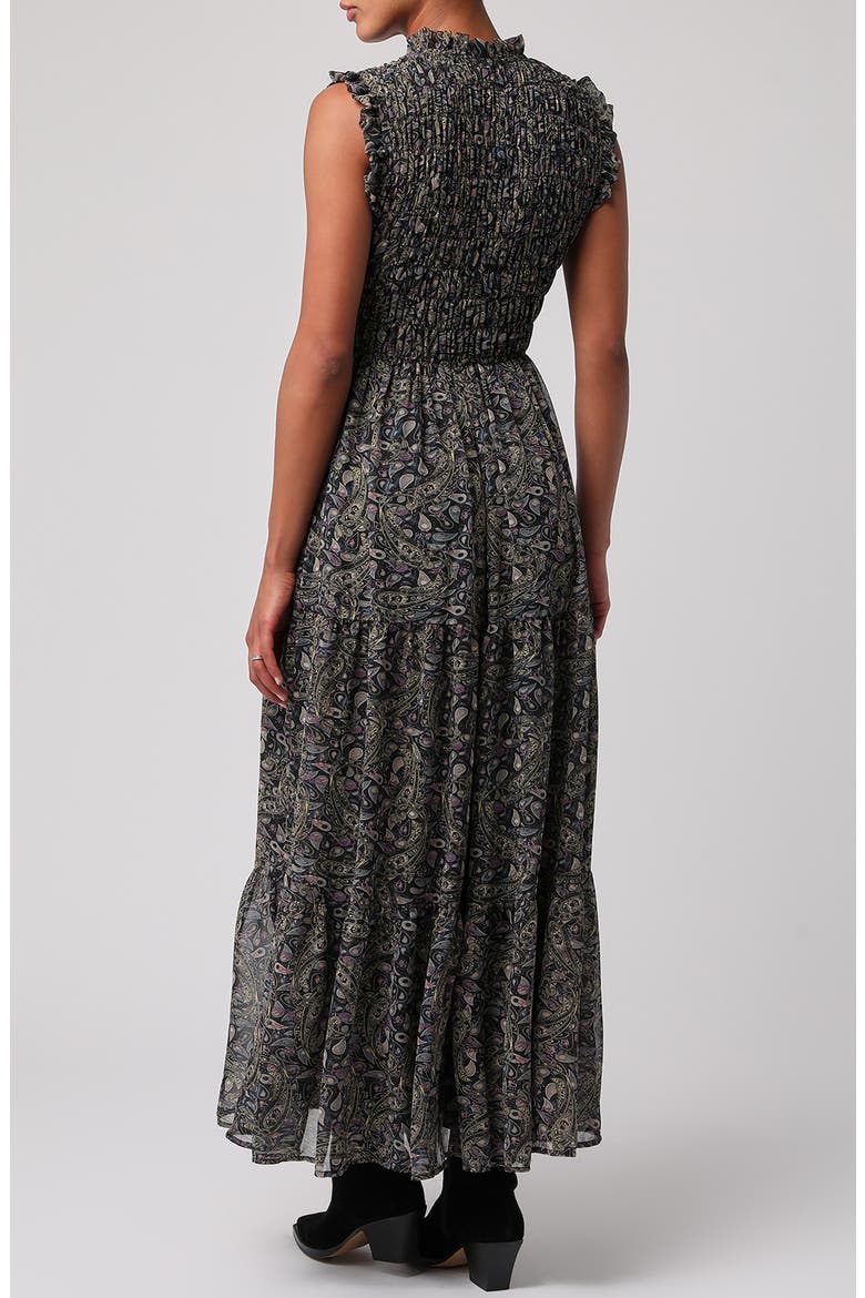 Sadie Paisley Ruched Maxi Dress, Alternate, color, BLACK MULTI