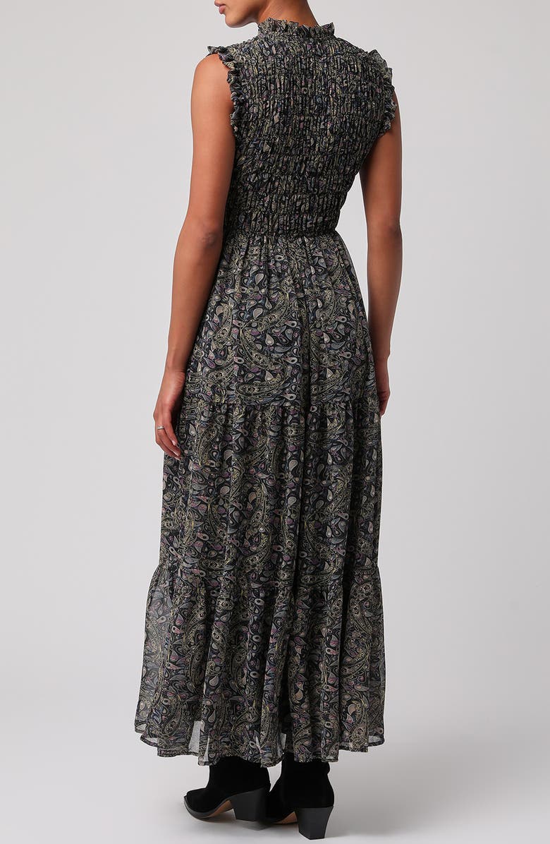 Lulus Sadie Paisley Ruched Maxi Dress, Alternate, color, Black Multi