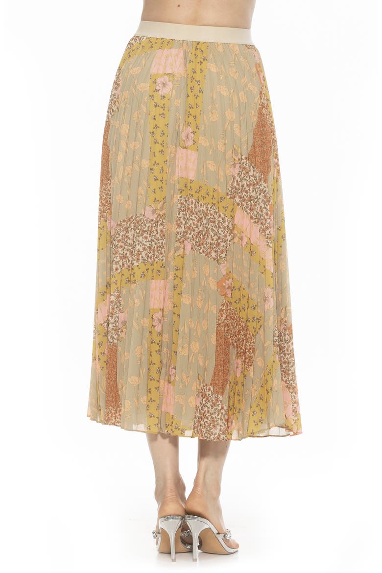 Kesia Midi Chiffon Pleated Skirt, Alternate, color, BEIGE WILDFLOWERS