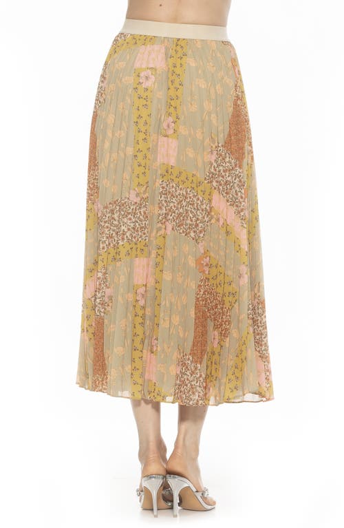 Alexia Admor Kesia Midi Chiffon Pleated Skirt In Beige Wildflowers