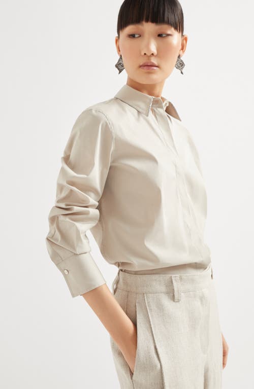 Brunello Cucinelli Shirt With Monili In Cool Beige