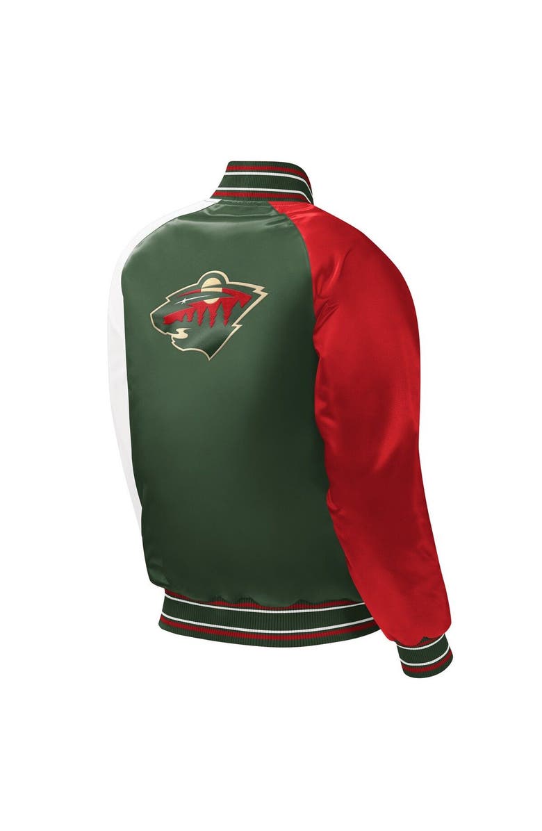 STARTER Youth Starter Green Minnesota Wild Raglan Full-Snap Varsity Jacket, Alternate, color, Green