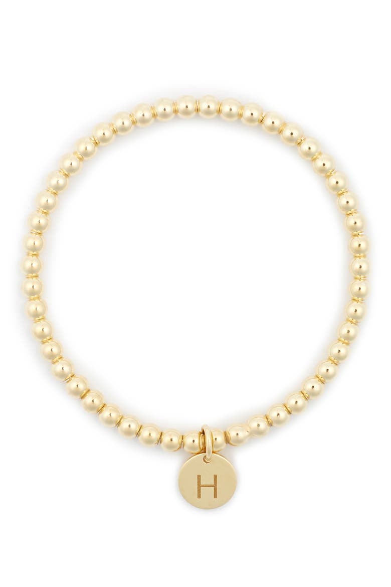 Initial Charm Ball Stretch Bracelet, Main, color, YELLOW-H