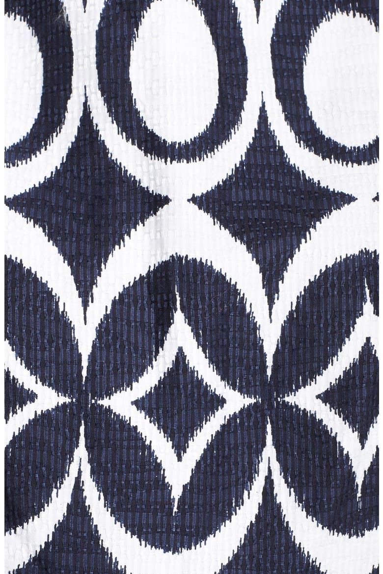 Cotton Jacquard Fit & Flare Dress, Alternate, color, INK/ WHITE