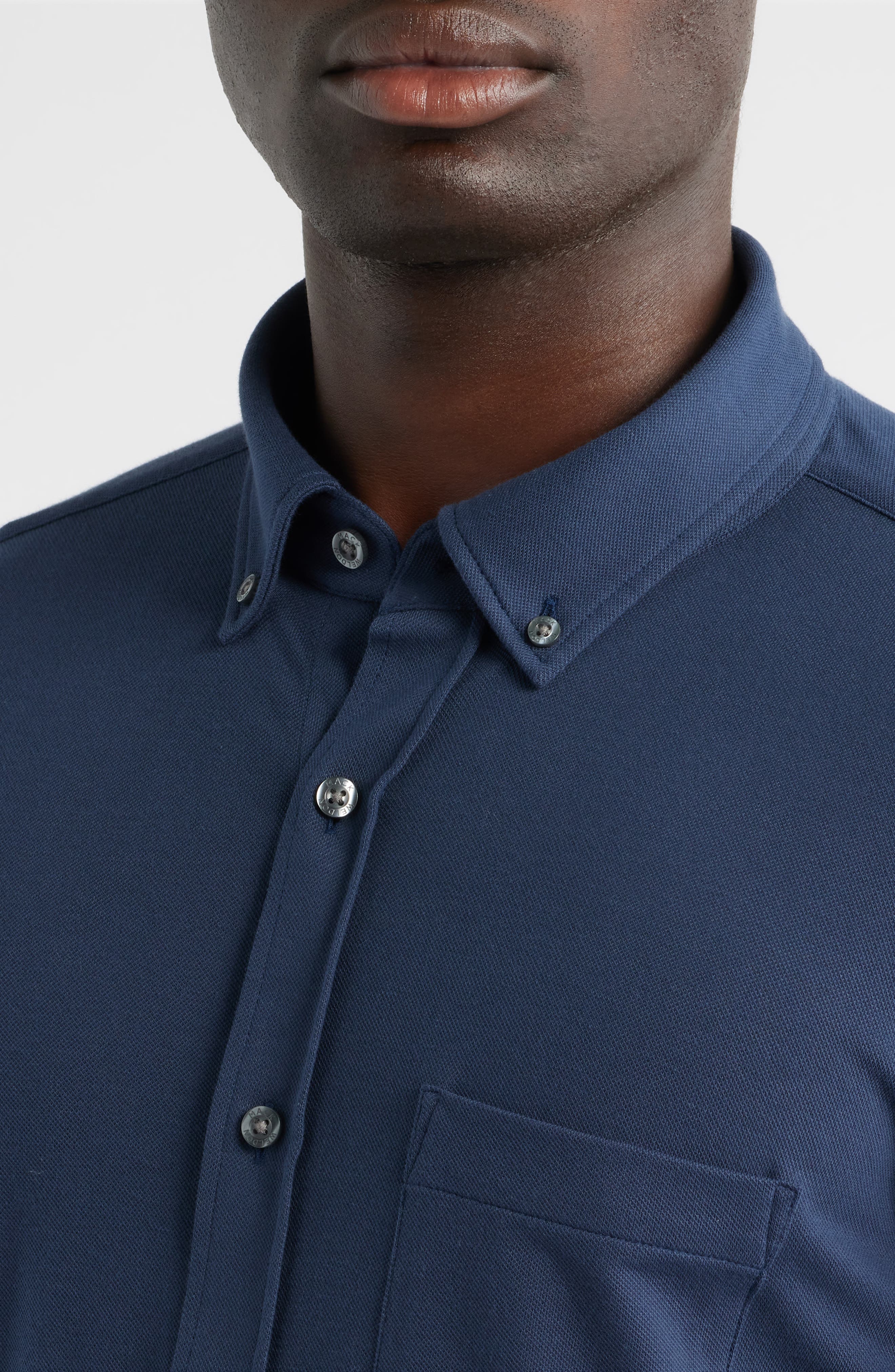 SILVER Cotton Blend Pique Button-Down Shirt - image 2