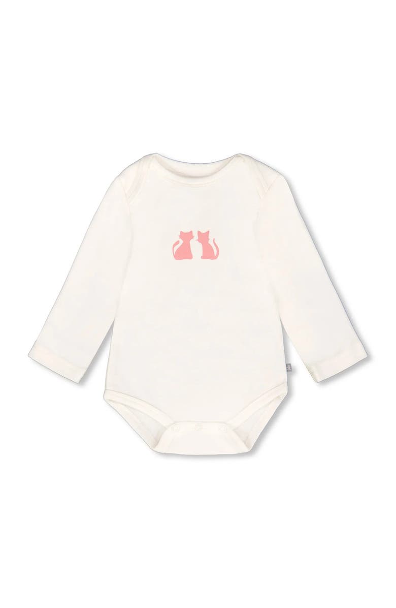 Deux par Deux Organic Cotton Long Sleeve Romper Cat, Main, color,