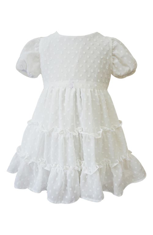 Popatu Kids' Plumetti Tiered Party Dress In White