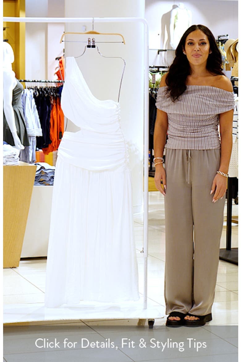 Delilah One-Shoulder Cutout Detail Draped Maxi Dress video