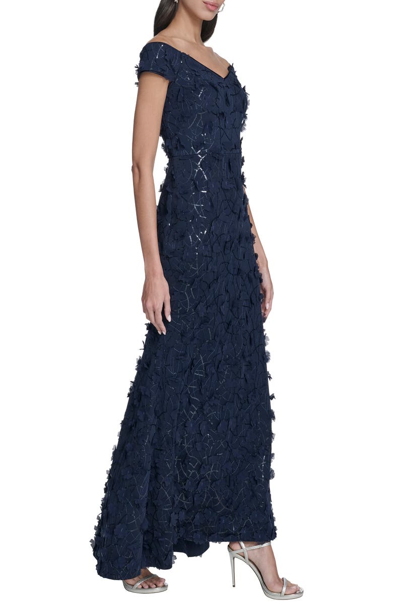 Eliza J Floral Appliqué Mermaid Gown, Alternate, color, 