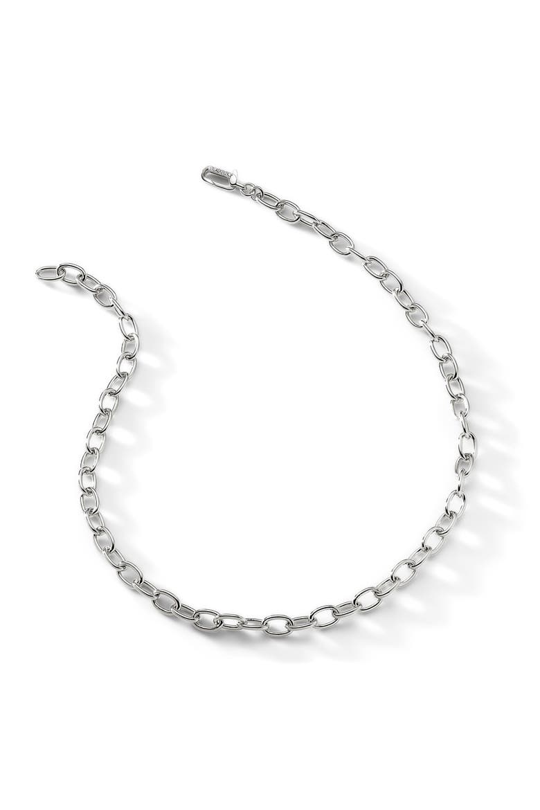 Gemma Chain Link Necklace, Main, color, RHODIUM