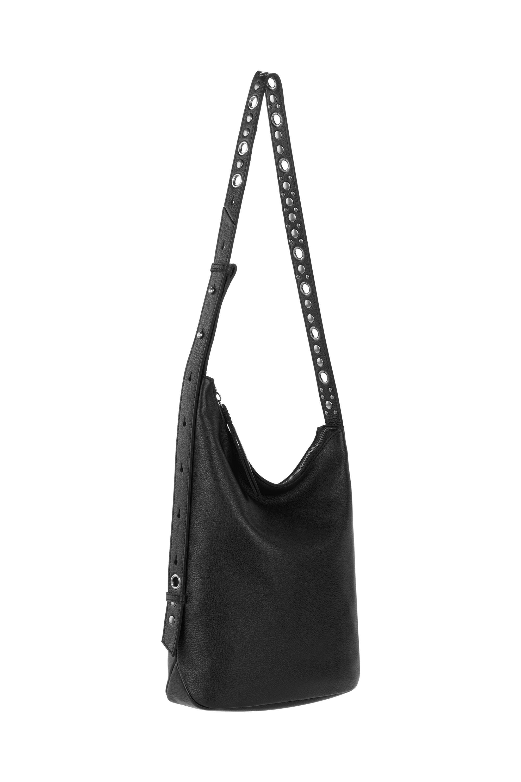 Tess Asymetrical Leather Bucket, Alternate, color, Black Belt