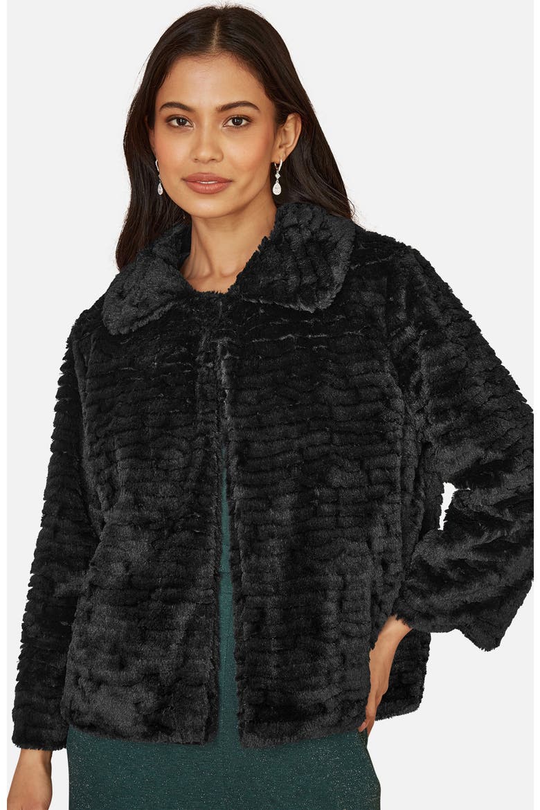 Faux Fur Short Jacket, Alternate, color, Black