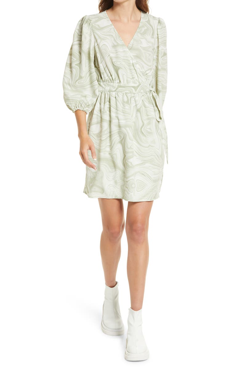 VERO MODA Juno Marbleized Wrap Front Dress, Main, color, 