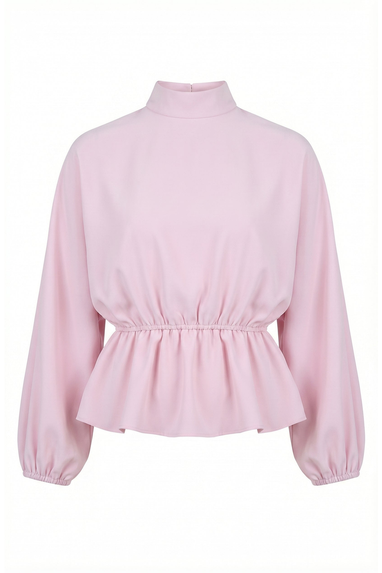 Mock Neck Peplum Top And Mini Skirt Set, Alternate, color, Pastel Pink