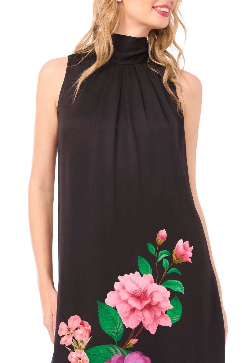 Anna Placed Floral High Neck Maxi Dress, Alternate, color, RICH BLACK