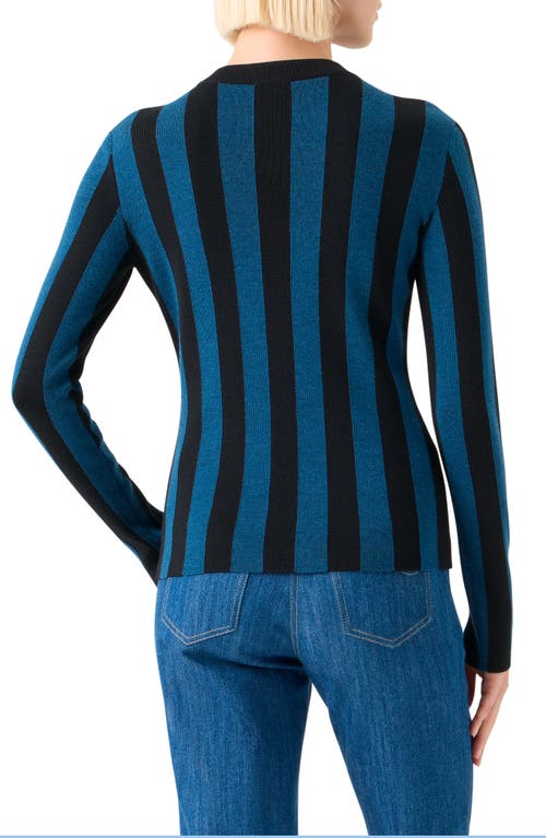 Akris Punto Vertical Stripe Virgin Wool Sweater In Blue