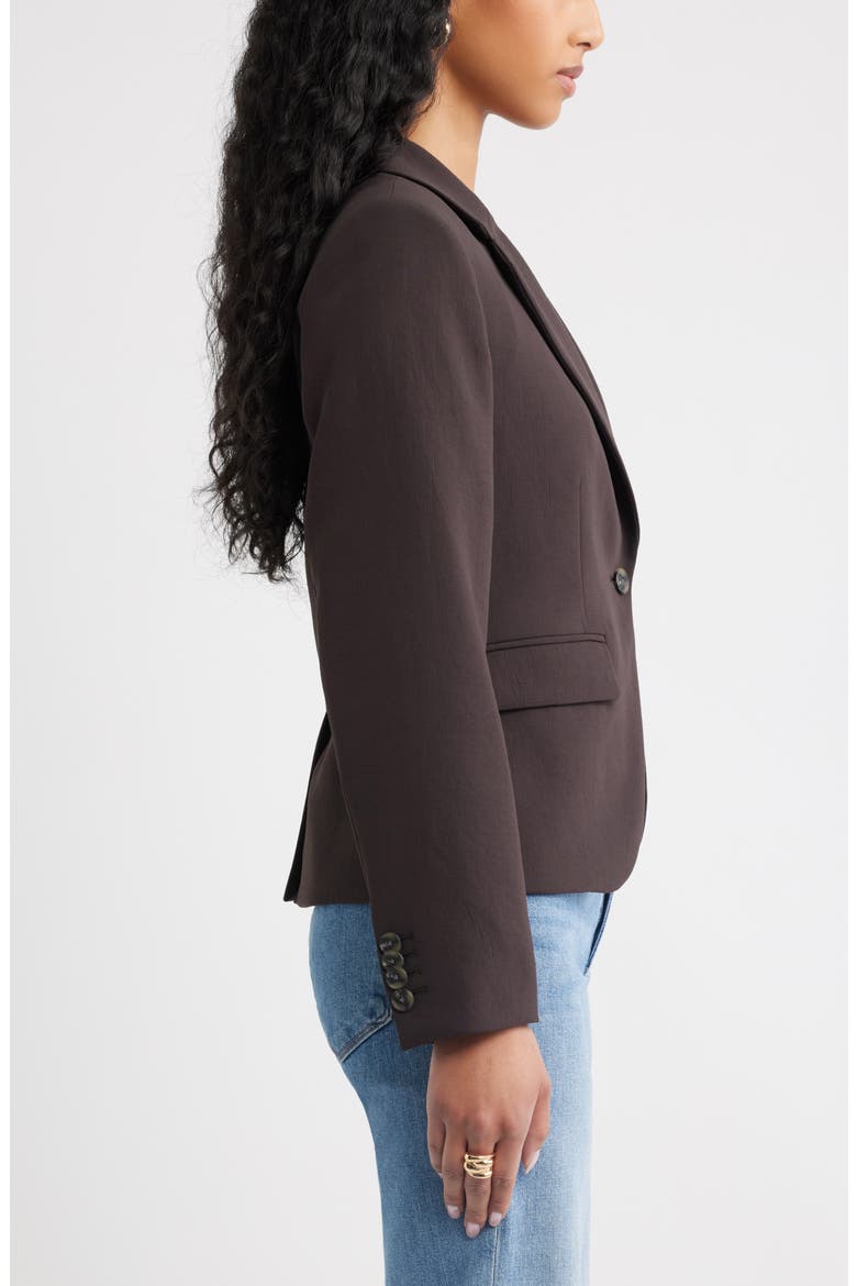 Curator Crepe Shrunken Blazer, Alternate, color, BROWN GANACHE