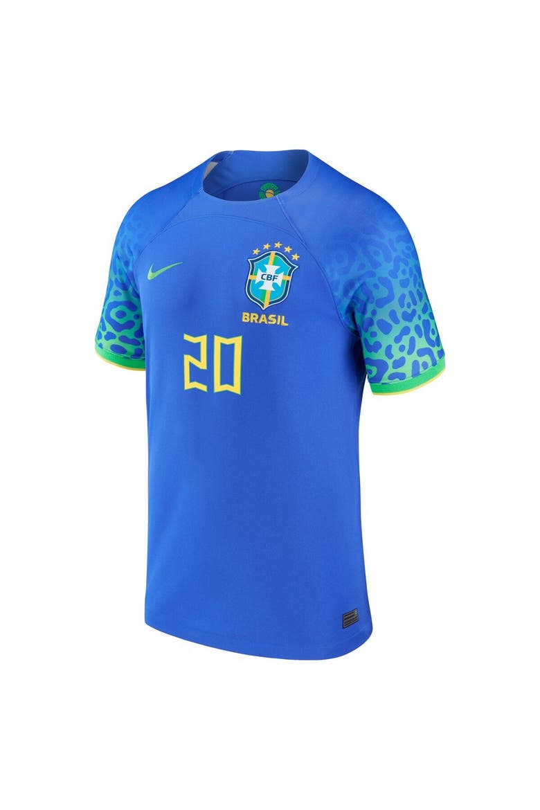 Men's Nike Vinicius Junior Blue Brazil National Team 2022/23 Replica Away Jersey, Alternate, color, Blue
