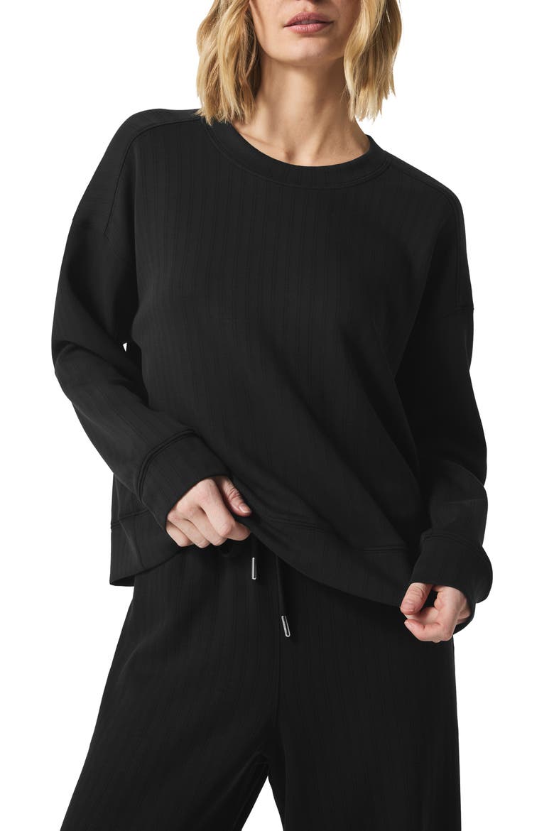 x @cellajaneblog Oversize Scuba Knit Sweatshirt, Main, color, BLACK