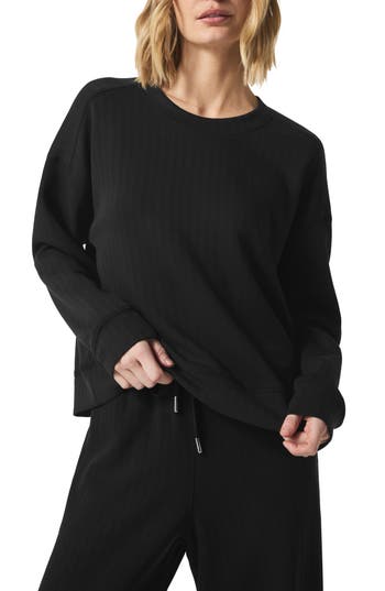 Splendid X Cellajaneblog Oversize Rib Scuba Sweatshirt In Black