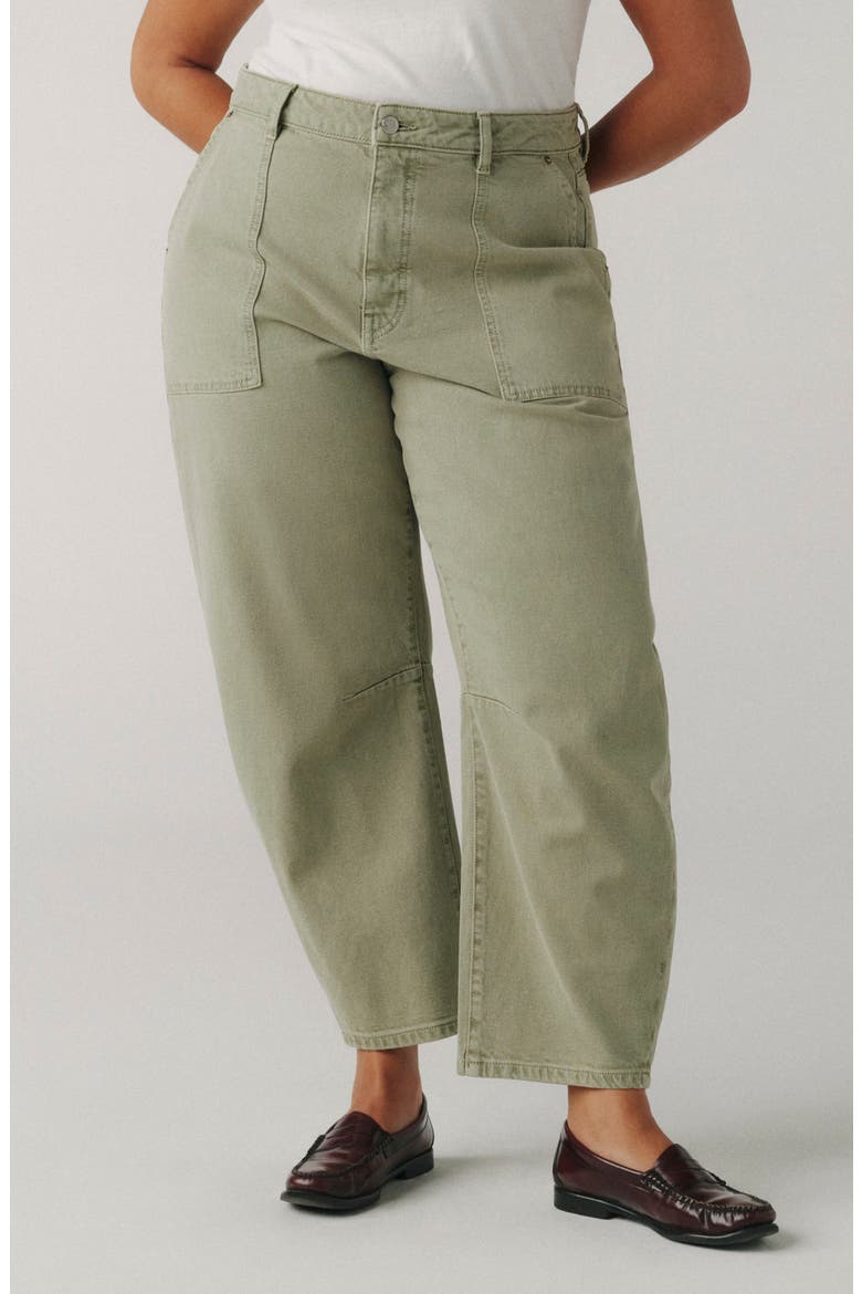 BNA Soft Curve Barrel Jeans, Main, color, LAUREL GREEN
