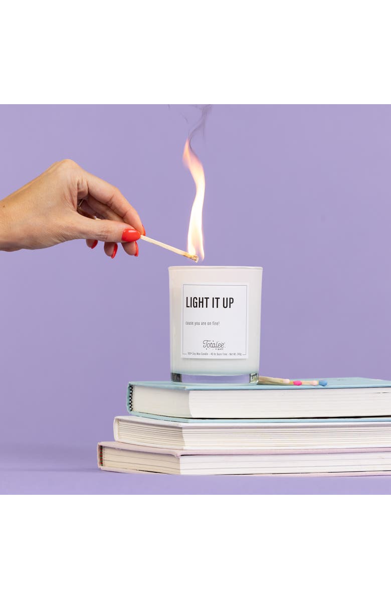 Totalee Gift Light It Up Soy Candle Wax White 7.76 oz Burn Time 40, Alternate, color,