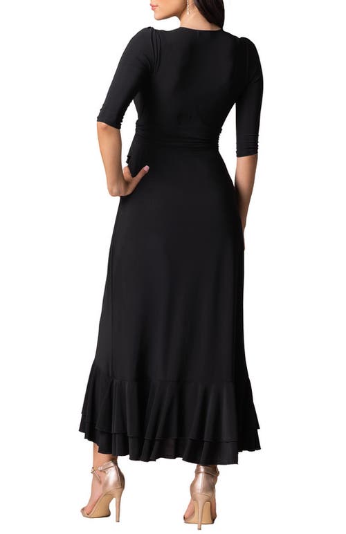 Kiyonna Veronica Ruffle Evening Gown In Onyx