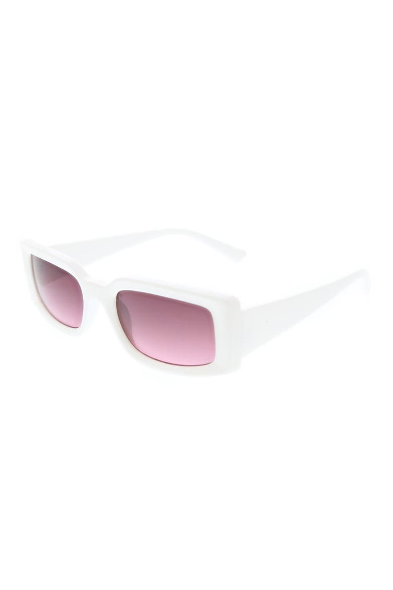 54mm Rectangular Sunglasses, Alternate, color, WHITE
