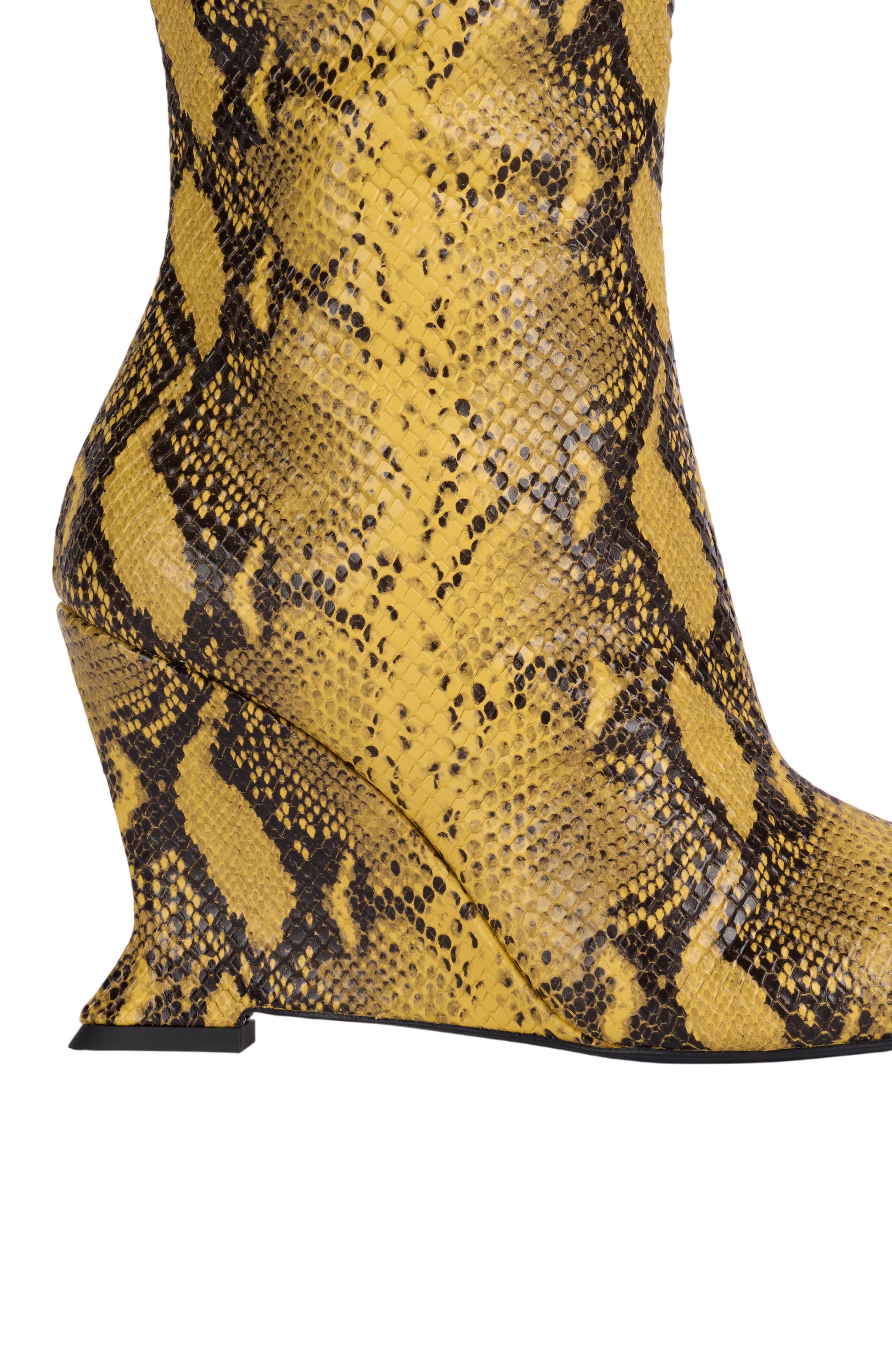 Wedge boots in python-effect leather, Alternate, color, yellow