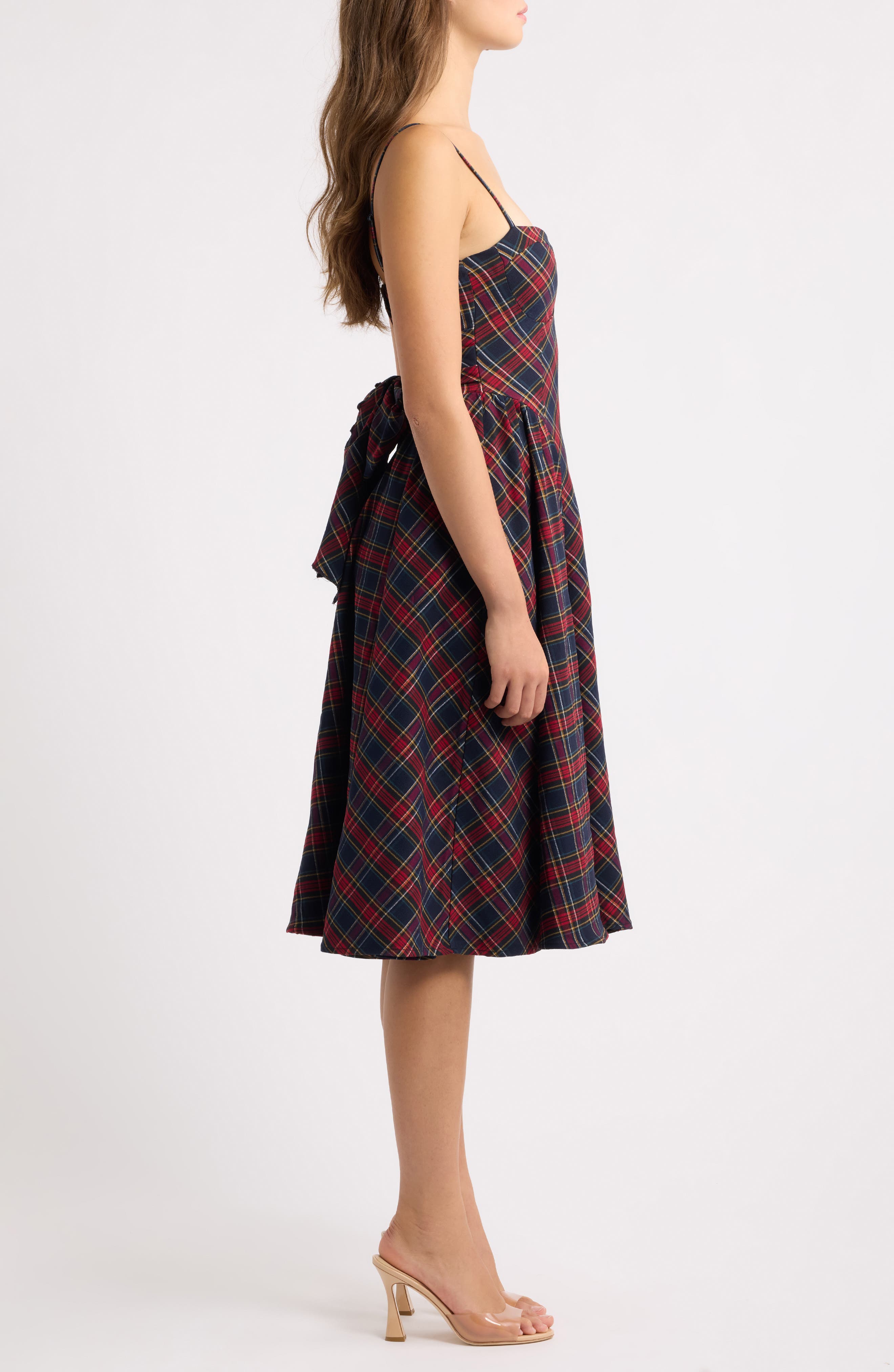 Emerald Sundae Plaid Sweetheart Neck Tie Back Dress (Women) | Nordstrom