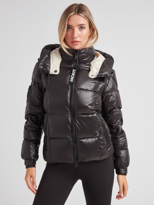 Jack1t Ez Boxed Racer Hooded Puffer Coat In Black
