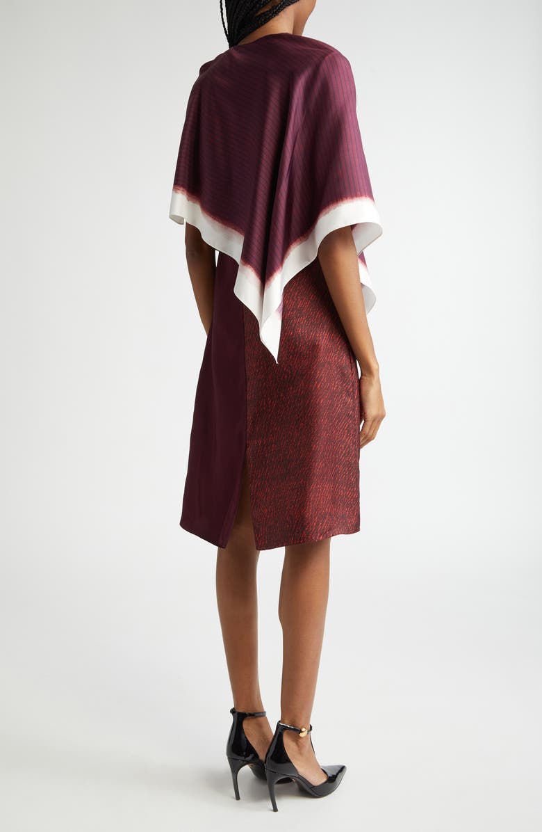 FERRAGAMO Cape Detail Sleeveless Silk Dress, Alternate, color,