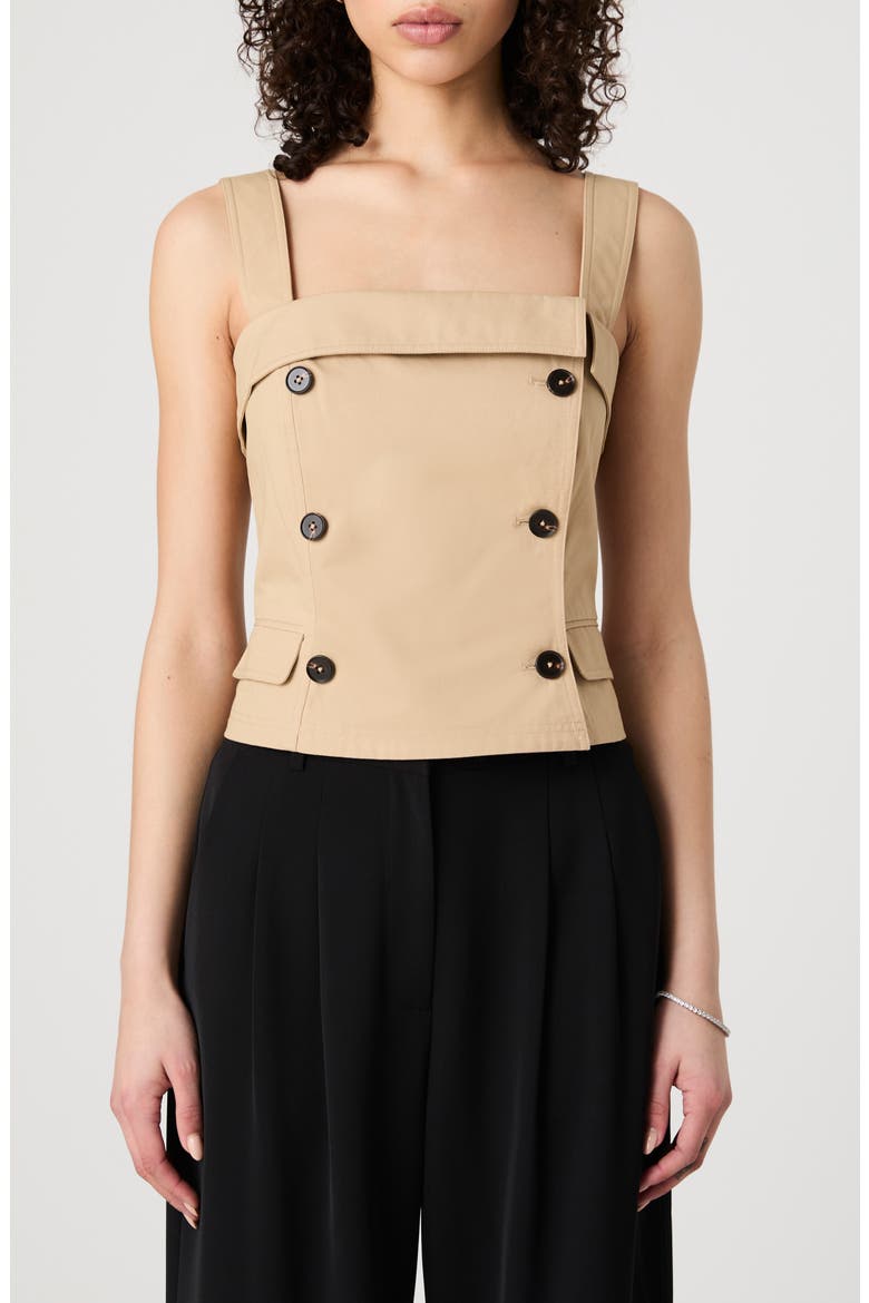 Double Breasted Cotton Top, Main, color, KHAKI