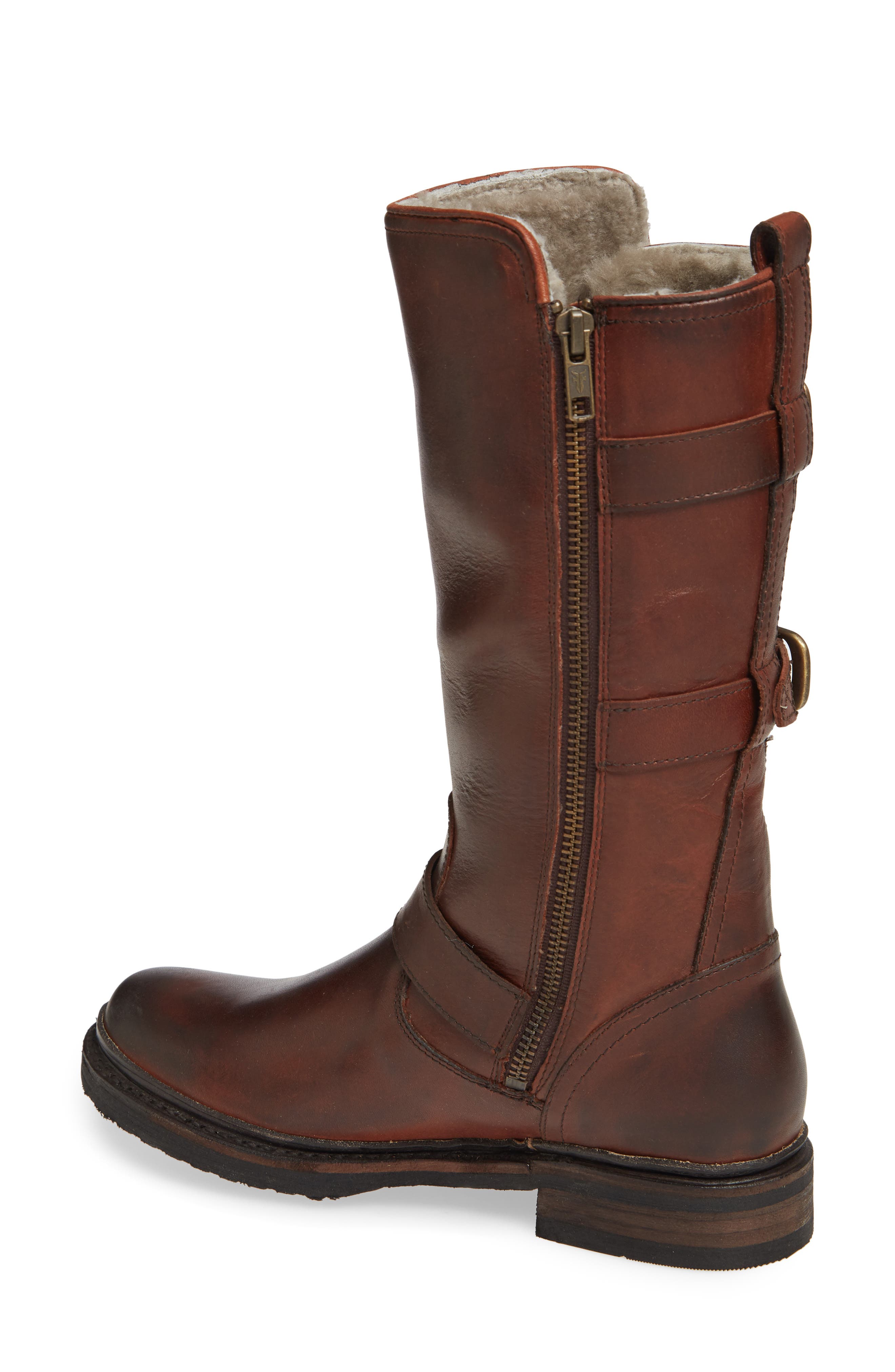 Veronica Weatherproof Genuine Shearling Boot, Alternate, color, REDWOOD LEATHER