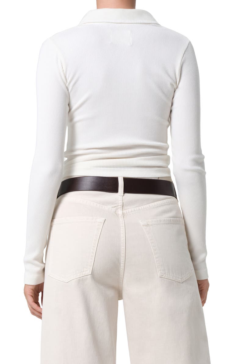 Citizens of Humanity Long Sleeve Rib Polo, Alternate, color, Pashmina Off White