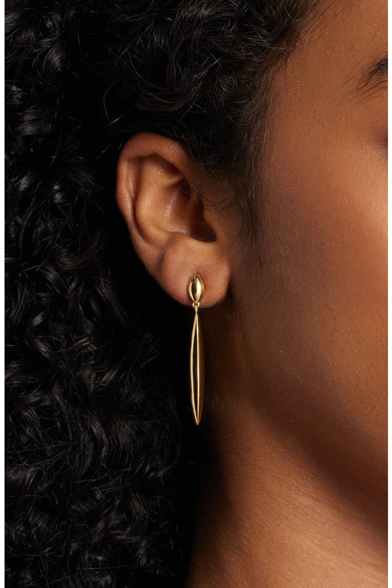 Demifine Elongated Drop Earrings, Alternate, color, 14K GOLD PLATED