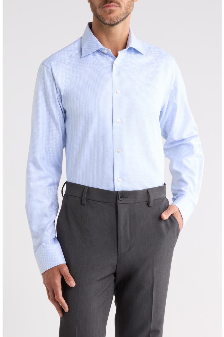 Contemporary Fit Houndstooth Dress Shirt, Main, color, LIGHT BLUE