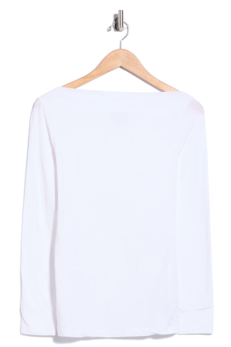 Boatneck Long Sleeve Top, Main, color, WHITE