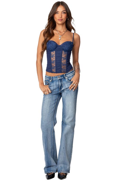 EDIKTED EDIKTED AVENA LACE PANEL LINEN & COTTON CORSET TOP