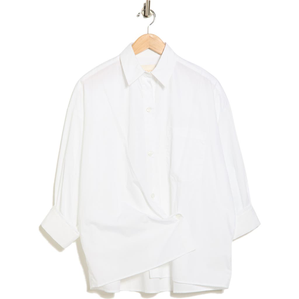 Twp Earl Asymmetric Hem Button-up Shirt In White
